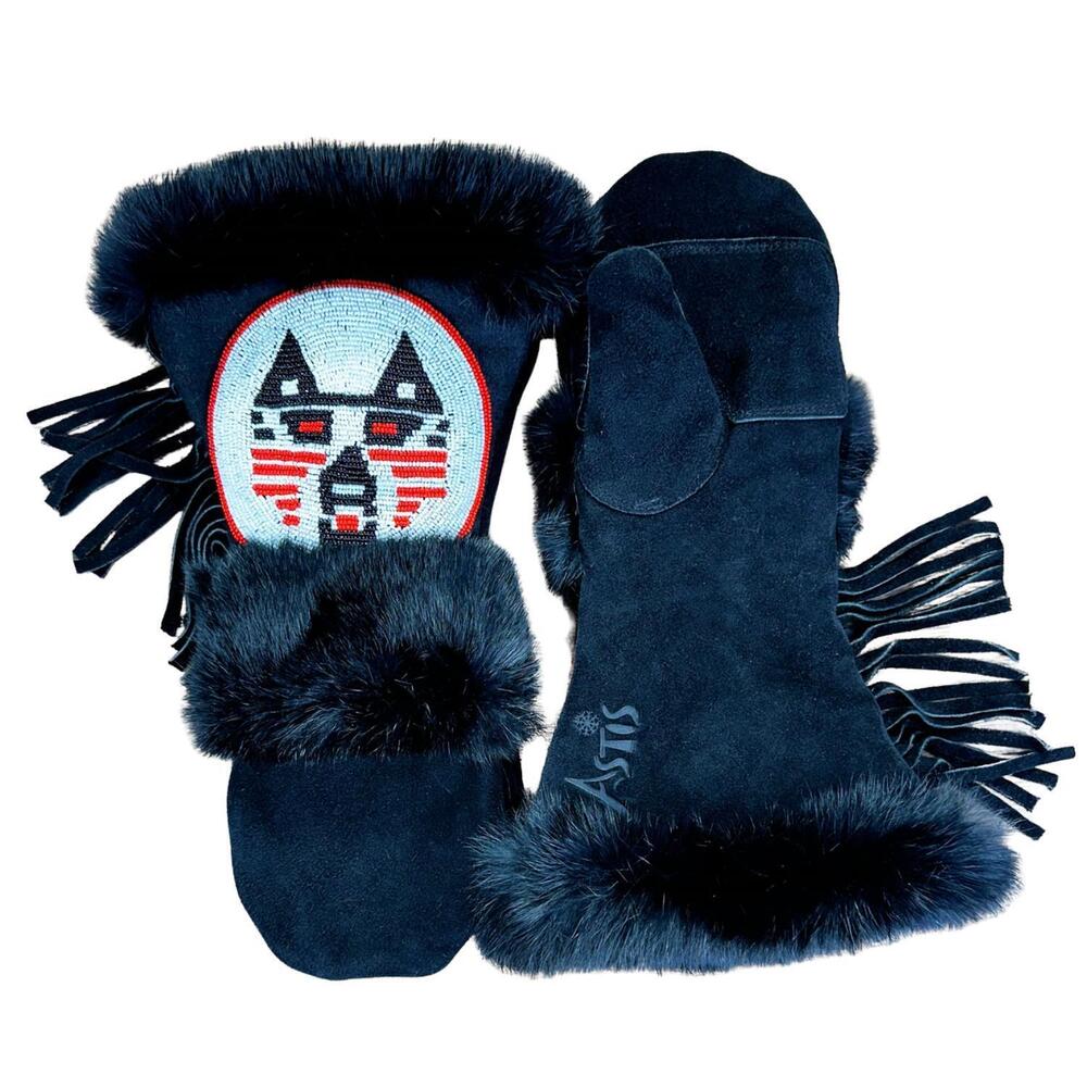 NEW ASTIS soldierwolf leather mittens in black